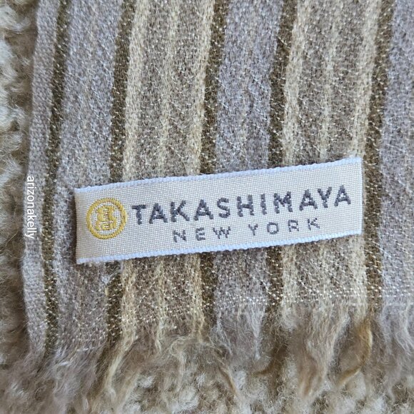 Takashimaya Cashmere Stripe Oblong Scarf - Picture 2 of 9